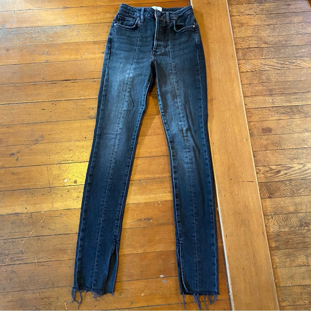 Anine Bing Heath Skinny Jeans Raw hem Ankle slit 25